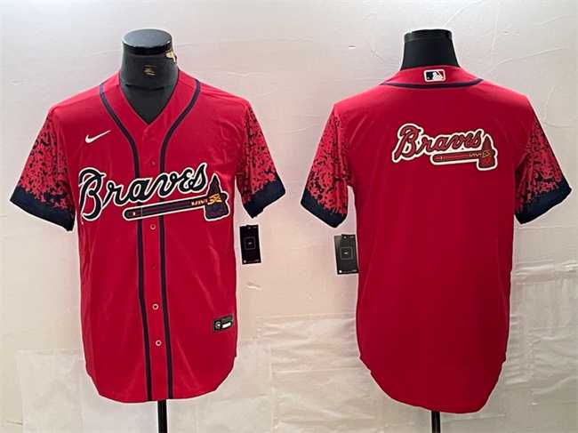 Men%27s Atlanta Braves Red Team Big Logo City Connect Cool Base Stitched Baseball Jersey->chicago cubs->MLB Jersey